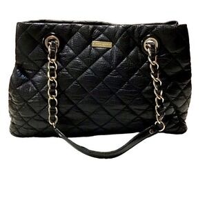 KATE SPADE black checkered leather shoulder bag serial number PXRU2169